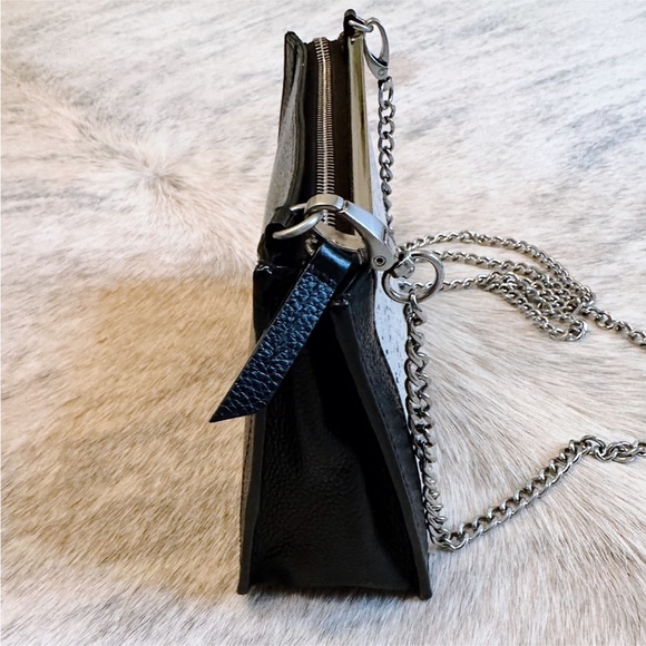 Foley + Corinna Black Leather & White Suede Crossbody Bag or Clutch Handbag - Picture 6 of 16